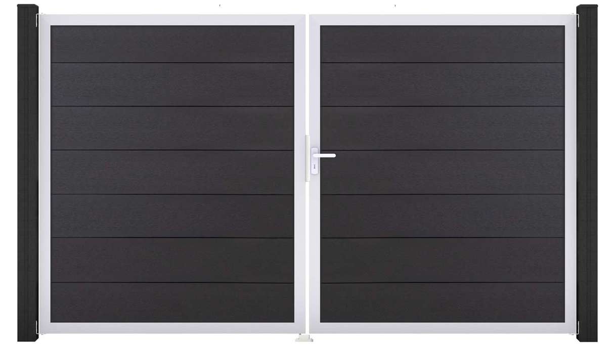planeo Gardence Strong XL - Portail BPC - À deux vantaux, gris anthracite avec cadre en aluminium
