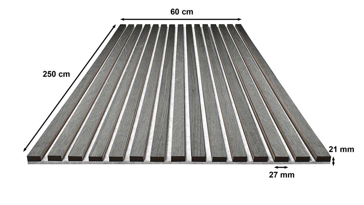Skaben Panneau acoustique SilentWall Pro - Chêne gris - 250 x 60 cm