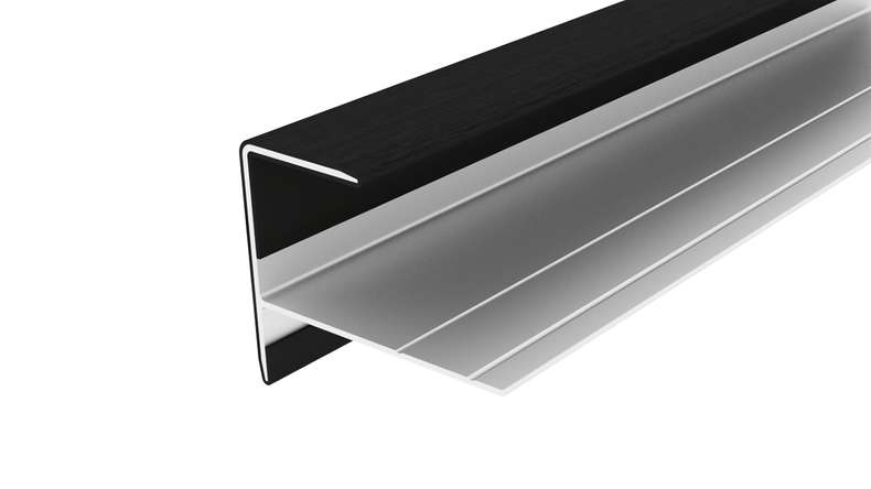 planeo LINEA - Profilé d'extrémité en aluminium CoEx noir 3000 x 74 x 61 mm