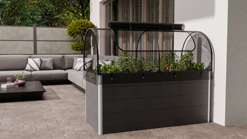 planeo Rehausse pour plate-bande surélevée Filet - noir 149.9 x 69.4 x 62 cm