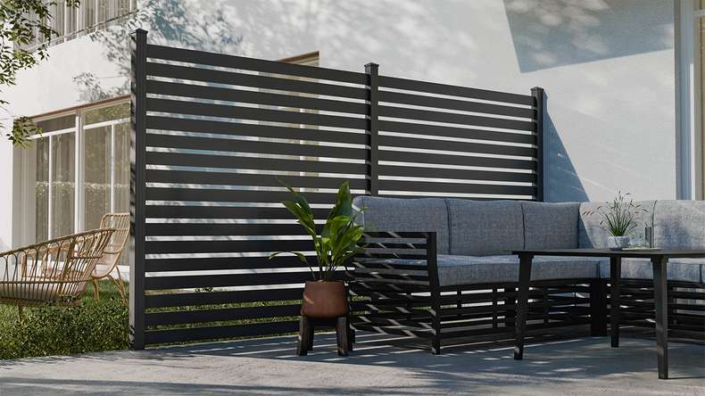 planeo Gardence Metallic Edge - Clôture de jardin en aluminium Carré Anthracite | DB703