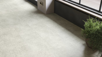 planeo rigide Sol PVC clipsable - SolutionX 2in1 gris béton clair | Isolation phonique intégrée (ECF-0099)