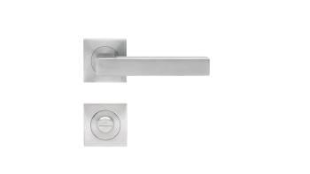 Poignée de porte ER46Q en acier inoxydable satiné - roses carrées de salle de bain