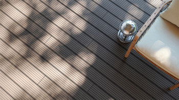 planeo LineWood Lame de terrasse WPC massif - gris clair 3m rainuré/cannelé