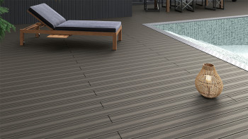 planeo SolidWood WPC Lame de terrasse massive - gris clair 3m français/structuré