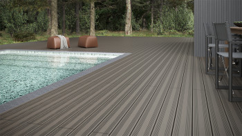 planeo SolidWood WPC Lame de terrasse massive - gris clair 3m français/structuré