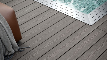 planeo SolidWood WPC Lame de terrasse massive - gris clair 3m français/structuré