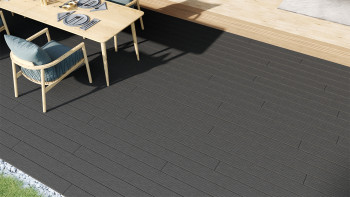 planeo LineWood Lame de terrasse WPC massif - gris foncé 3m rainuré/cannelé
