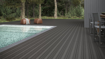 planeo SolidWood WPC Lame de terrasse massive - gris foncé 3m français/structuré