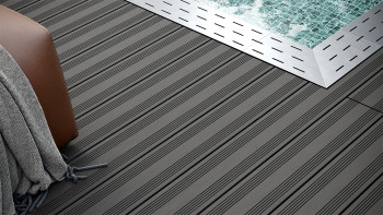 planeo SolidWood WPC Lame de terrasse massive - gris foncé 3m français/structuré