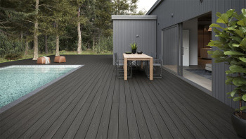 planeo SolidWood WPC Lame de terrasse massive - gris foncé 3m français/structuré