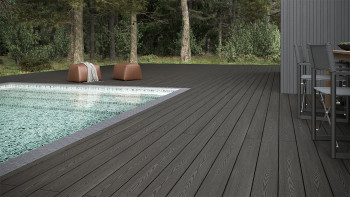 planeo SolidWood WPC Lame de terrasse massive - gris foncé 3m français/structuré