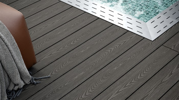 planeo SolidWood WPC Lame de terrasse massive - gris foncé 3m français/structuré