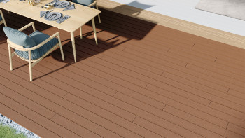 planeo LineWood Lame de terrasse WPC massif - marron clair 3m rainuré/cannelé