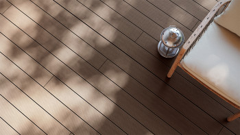planeo LineWood Lame de terrasse WPC massif - brun foncé 3m rainuré/cannelé