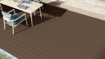 planeo LineWood Lame de terrasse WPC massif - brun foncé 3m rainuré/cannelé