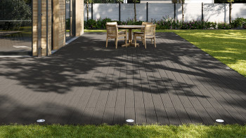 planeo AntikWood Lame de terrasse WPC massif - gris anthracite 3m vieilli à l'ancienne
