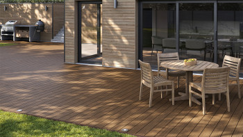 planeo AntikWood Kit complet de terrasse en WPC planches massives - brun clair vieilli