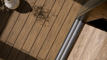 planeo AntikWood Kit complet de terrasse en WPC planches massives - brun clair vieilli