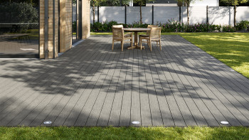 planeo AntikWood Lame de terrasse WPC massif - gris pierre 3m vieilli à l'ancienne