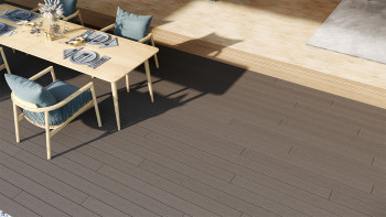 planeo LightWood WPC Lame de terrasse alvéolaire - gris clair 3m rainuré/cannelé