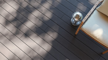 planeo LightWood Kit complet de terrasse WPC à lames creuses - gris clair rainuré/cannelé