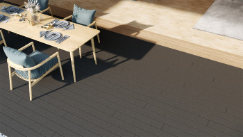 planeo LightWood WPC Lame de terrasse alvéolaire - gris foncé 3m rainuré/cannelé