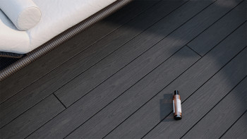planeo CoEXWood Lame de terrasse WPC massif enrobé - gris anthracite/gris brun 3m structuré
