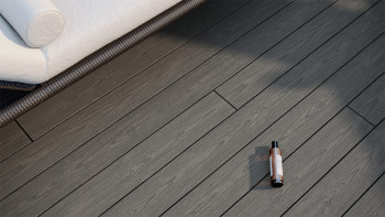 planeo CoEXWood Lame de terrasse WPC massif enrobé - gris/ciment 3m structuré