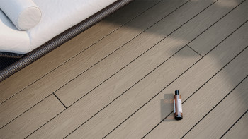 planeo CoEXWood Lame de terrasse WPC massif enrobé - gris/ciment 3m structuré