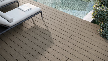 planeo CoEXWood Lame de terrasse WPC massif enrobé - gris/ciment 3m structuré