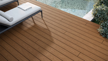 planeo CoEXWood Lame de terrasse WPC massif enrobé - Sable/Caramel 3m structuré