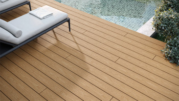 planeo CoEXWood Lame de terrasse WPC massif enrobé - Sable/Caramel 3m structuré