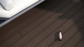 planeo CoEXWood Lame de terrasse WPC massif enrobé - brun clair/brun foncé 3m structuré