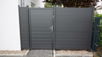 planeo Gardence Metallic - Clôture aluminium Carré Gris Anthracite DB 703