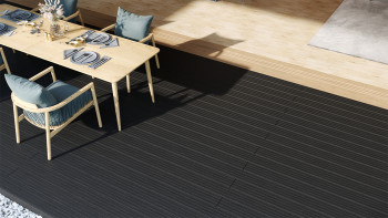 planeo Lame de terrasse WPC - chambre creuse anthracite - rainuré/cannelé