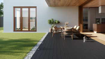 planeo Lame de terrasse WPC - chambre creuse anthracite - rainuré/cannelé
