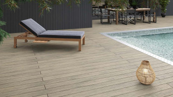 planeo Lame de terrasse WPC - lame massive beige - rainurée/structurée