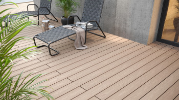 planeo Lame de terrasse WPC - lame massive crème - lisse/structurée