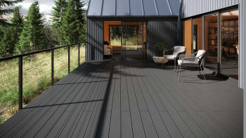 planeo Lame de terrasse en WPC - lame massive grise - rainurée/cannelée