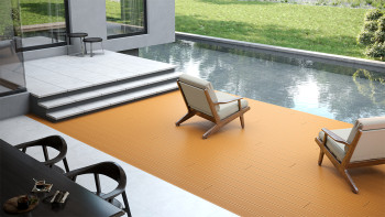 planeo Lame de terrasse WPC - chambre creuse brun clair - rainuré/lisse