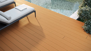 planeo Lame de terrasse WPC - chambre creuse brun clair - rainuré/lisse