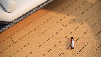 planeo Lame de terrasse WPC - chambre creuse brun clair - rainuré/lisse