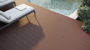 planeo Lame de terrasse WPC - chambre creuse brun rouge - rainuré/lisse