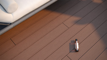 planeo Lame de terrasse WPC - chambre creuse brun rouge - rainuré/lisse