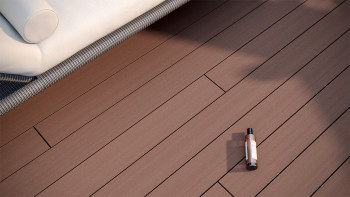 planeo Lame de terrasse WPC - chambre creuse brun rouge - rainuré/lisse