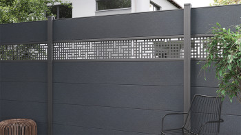 planeo Gardence Simply - Clôture PVC à emboîter Carré gris Anthracite 180 x 180 cm