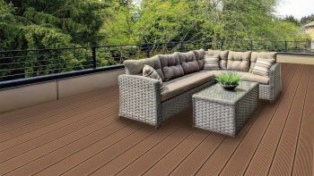 planeo Lame de terrasse WPC massif brun clair - structuré/rainuré