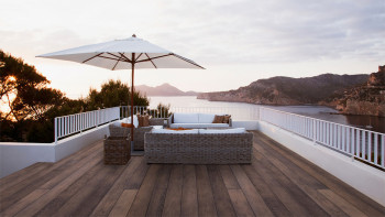 planeo Authoria PureBoard Plancher de terrasse massif - Chêne brun antique 3.6m structuré