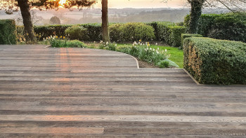 planeo Authoria PureBoard Plancher de terrasse massif - Chêne brun antique 3.6m structuré